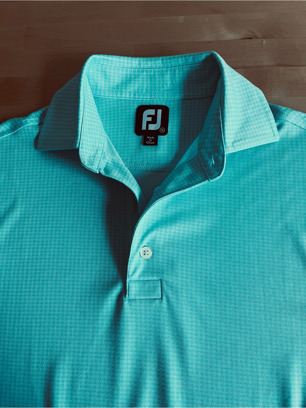 FootJoy Teal Blue Diamond Jacquard ProDry Performance Golf Polo Shirt Men's Sz S